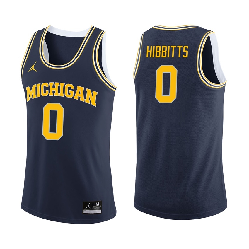 Michigan Wolverines Men's NCAA Brent Hibbitts #0 Navy College Basketball Jersey PEC6349WI